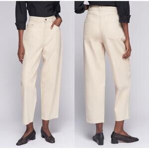 KOTN Cropped Mom Jeans Plus Size 14 Cream High Rise Straight Leg Denim